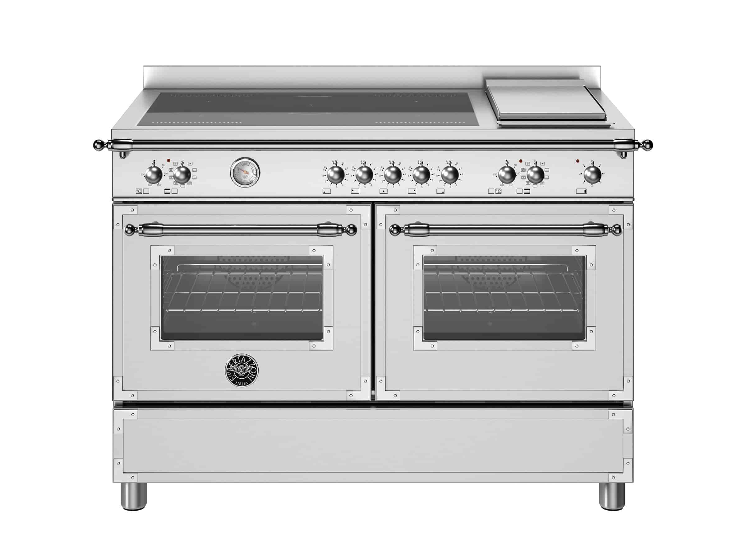 Bertazzoni Heritage-serien HER125I2EXT, Induktionsspis 120 cm, 5 Zoner + elektrisk stekbord, Dubbelugn, rostfri