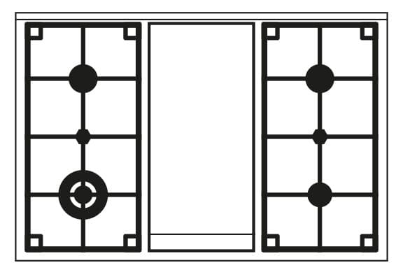 Ilve, Pro Line spis 90 cm, 4 gas + stekbord, 1 ugn 90