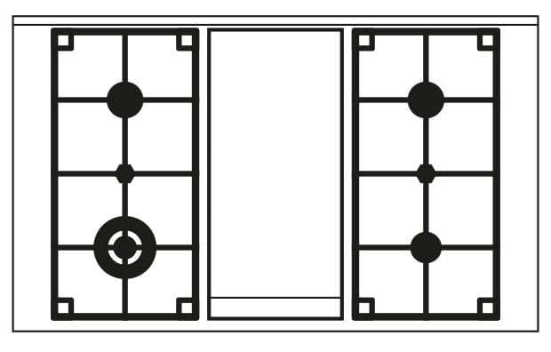 Ilve, Pro Line spis 100 cm, 4 gas + stekbord, ugn 60 + 40