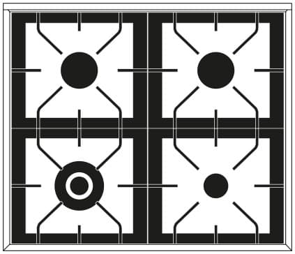 Ilve, Professional Plus spis 70 cm, 4 gas, 1 ugn 60