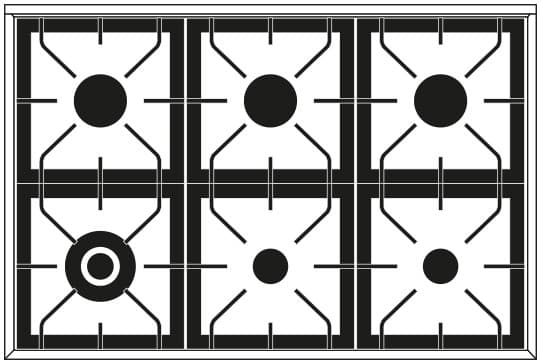 Ilve, Professional Plus spis 90 cm, 6 gas, 1 ugn 90