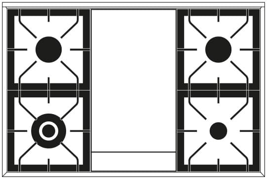 Ilve, Professional Plus spis 90 cm, 4 gas + stekbord, ugn 60 + 30