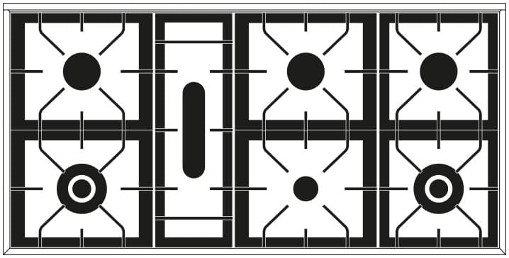 Ilve, Professional Plus spis120 cm, 7 gas, ugn 90 + 30