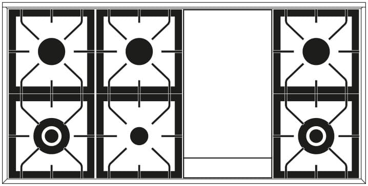 Ilve, Professional Plus spis 120 cm, 6 gas + stekbord, ugn 90 + 30