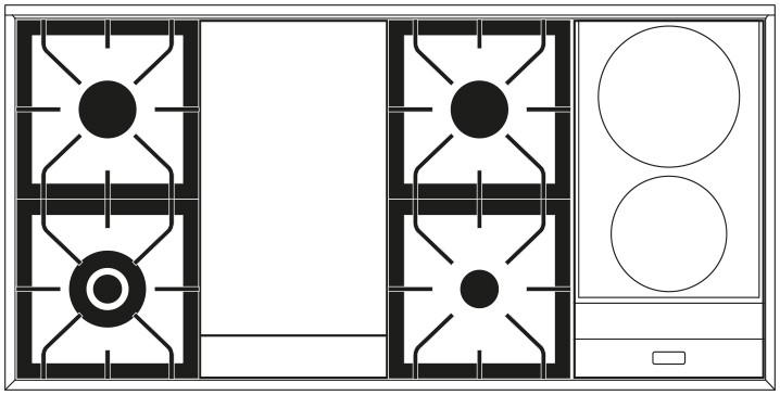 Ilve, Nostalgie spis 120 cm, 4 gas + stekbord + induktion, ugn 90 + 30